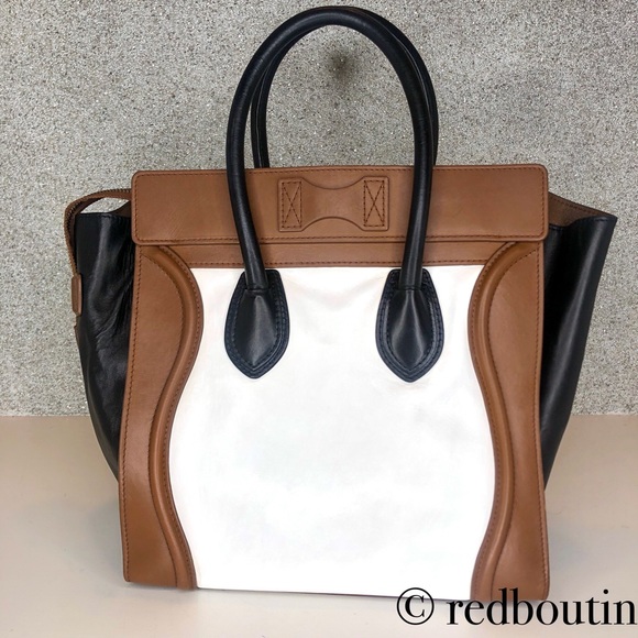 👠Sold Celine Paris TriColor mini luggage tote bag - Picture 2 of 8